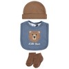 Hudson Baby Infant Boy Cotton Layette Set, Blue Brown Little Bear - 3 of 4