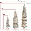 8 FT, 6 FT & 4 FT Pre-Lit Pencil Christmas Tree Set of 3 Flocked Slim Fir Trees, 1 370 PE Branch Tips, 290 LED Lights & 11 Lighting Modes - 3 of 4