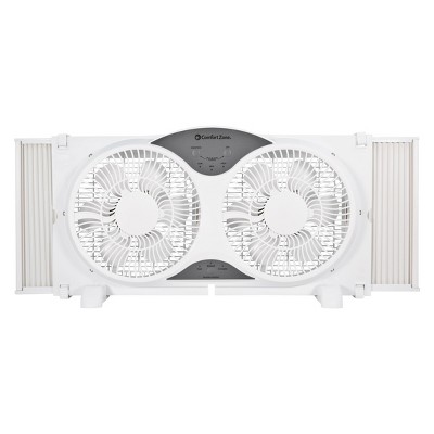 Photo 1 of *BOX DAMAGED* Comfort Zone Dual Digital Reversible Window Fan with Bug Screen