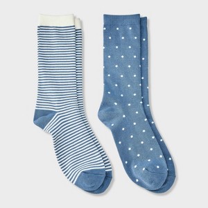 Men's 2pk Casual Crew Socks - Goodfellow & Co™ Blue 6-12 - 1 of 3