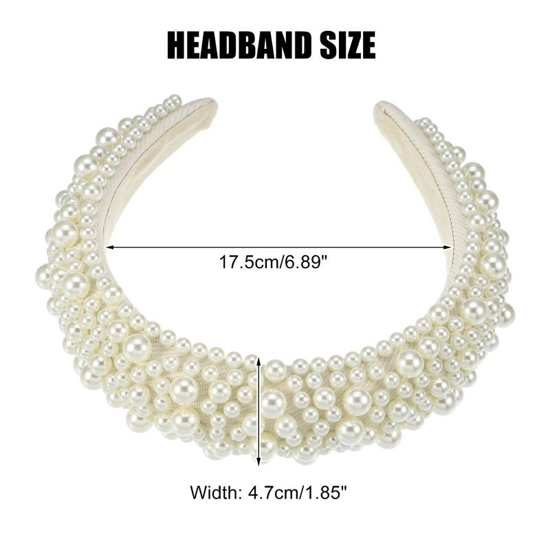 Unique Bargains Women's Sponge Wide Brim Pearls Padded Headband, 4 of 7