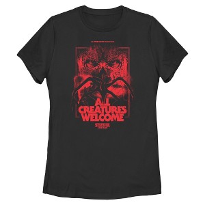 Womens Stranger Things All Creatures Welcome Poster T Shirt - 1 of 4