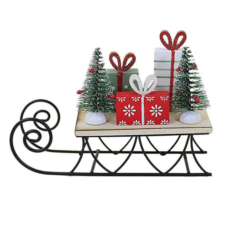 Option 2 3.75 In Holiday Wood Sleigh Trees Gifts Figurines, 1 of 4