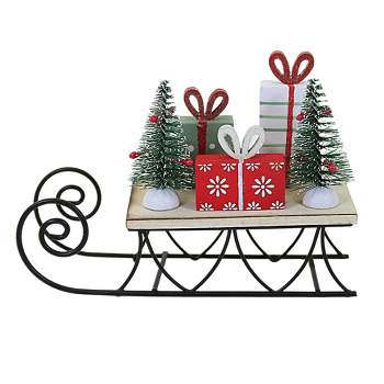 Option 2 3.75 In Holiday Wood Sleigh Trees Gifts Figurines