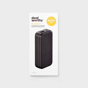 4000mAh Power Bank with Micro USB Cable - dealworthy™ Black - 1 of 4