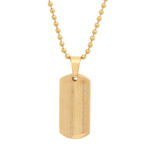 Steeltime Ladies stainless steel 'padre nuestro' prayer pendant with 24" chain. Color Options: Silver, Gold - 1 of 4