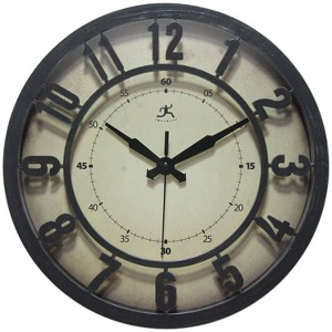 12" 3D Rustic Wall Clock Black - Infinity Instruments - 1 of 4