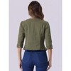 INSPIRE CHIC Women's Collarless Pockets 3/4 Sleeve Denim Jackets - image 3 of 4