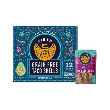 Siete 5.5oz/12ct Gluten Free Taco Shells + 1.31oz Mild Taco Seasoning