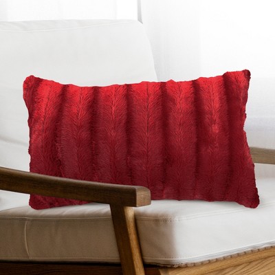 Maroon Faux Fur Decorative Throw Pillow Cover