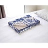 50" X 70" Blue And White Floral Cotton Quilted Kantha Throw Blanket with Embroidery - 2 of 4