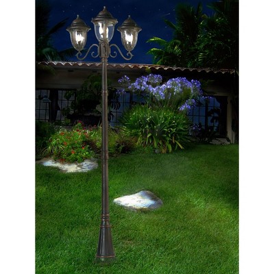 Hepworth Bronze 76.75" Outdoor Post Light with Gold Bands
