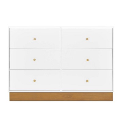 Image of Delta Children James 6 Drawer Dresser with Interlocking Drawers, Bianca White and Acorn