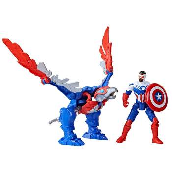 Marvel Mech Strike Mechasaurs Captain America and Redwing Action Figure Set - 2pk