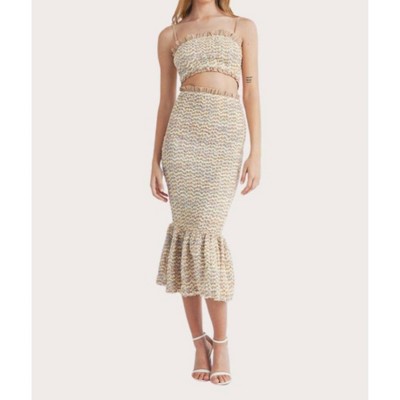 Women's Smocked Ruffle Midi Skirt - MABLE