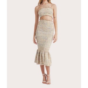 Women's Smocked Ruffle Midi Skirt - MABLE - 1 of 4