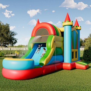 AMERLIFE Bounce House, Inflatable Bouncer with Air Blower, Jumping Castle with Slide - 1 of 4