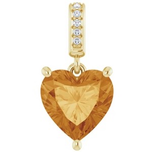 Pompeii3 9mm Citrine Women's Heart Pendant in 14k Gold Necklace 6mm Tall - 1 of 4