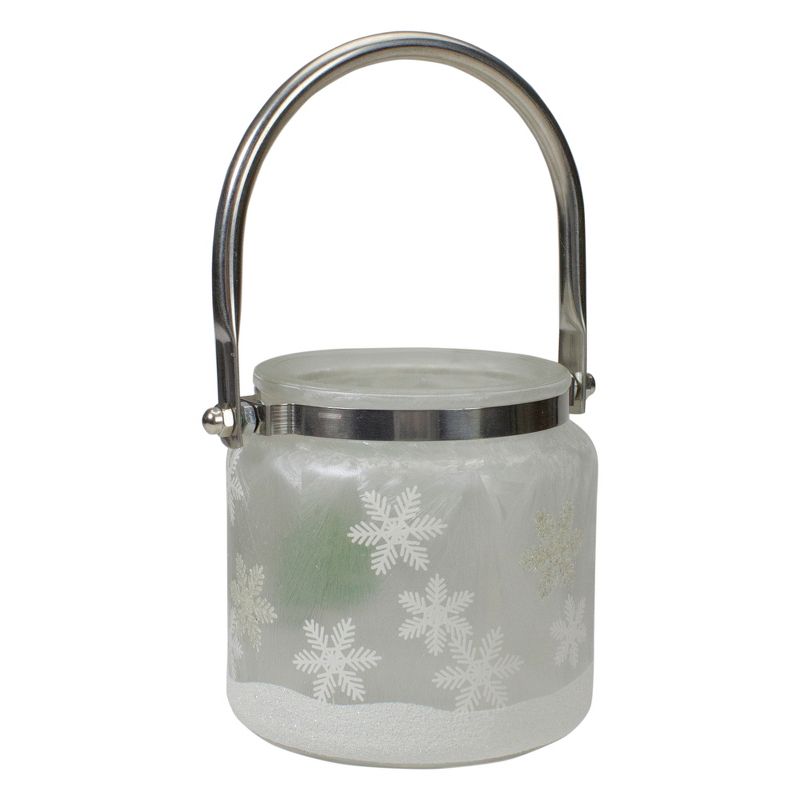 Northlight 4" Deer, Pine and Snowflakes Hand Painted Flameless Glass Candle Lantern, 4 of 6