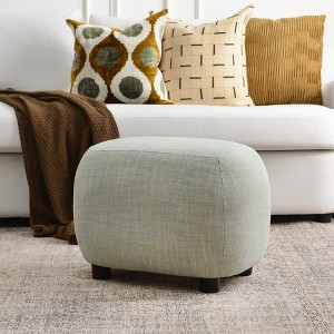 KINWELL Linen Blend Upholstered Ottoman Footrest, Textured Weave Entryway Footstool - 1 of 4