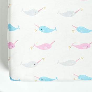 Narwhal Organic Cotton Fitted Crib Sheet Multi Single 28x52x9