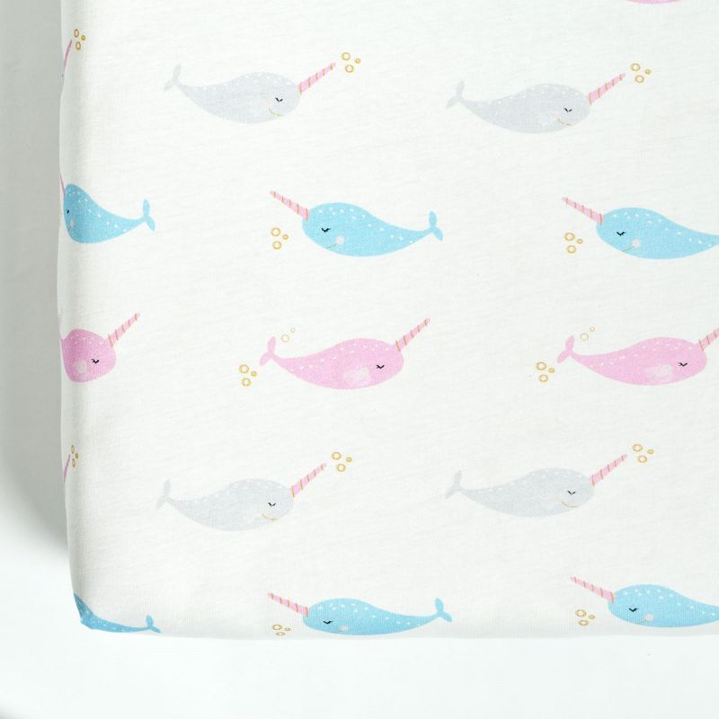 Narwhal Organic Cotton Fitted Crib Sheet Multi Single 28x52x9, 1 of 4