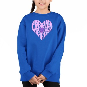 LA Pop Art Forever In Our Hearts - Girl's Word Art Crewneck Sweatshirt - 1 of 4
