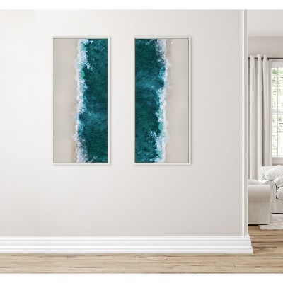 Sylvie 18" x 40" White Framed Canvas Ocean Print