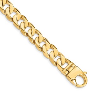 Black Bow Jewelry Men's 14k Yellow Gold 11mm Fancy Solid Curb Chain Bracelet, 8.25 Inch - 1 of 4