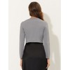INSPIRE CHIC Women's Solid Open Front Curved Hem Stretchy Fabric Crop Bolero Shrug - 4 of 4