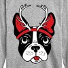 Boys' - Instant Message - Christmas Puppy With Reindeer Antlers Long Sleeve Graphic T-Shirt - 2 of 4
