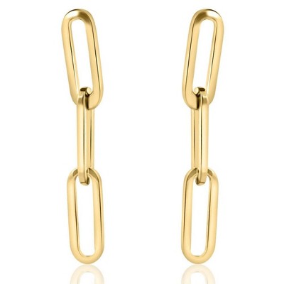 Pompeii3 14k Yellow Gold Clip Dangle Women's Earrings 3/4" Tall