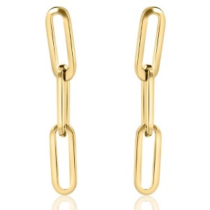 Pompeii3 14k Yellow Gold Clip Dangle Women's Earrings 3/4" Tall - 1 of 4