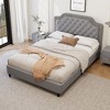 XIYUYEU Full/Queen/King Upholstered Platform Bed Frame with Velvet Ruched and Button Tufted Headboard,No Box Spring Needed,Easy Assembly,White/Gray - 2 of 4