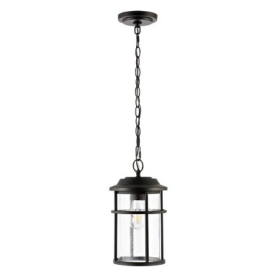 Cianna Matte Black LED Outdoor Pendant with Glass Shade