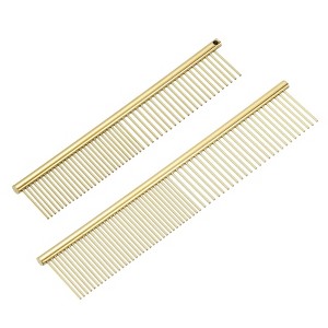 Unique Bargains Stainless Steel Rounded Teeth Grooming Tool Pet Combs 2 Pcs - 1 of 4