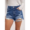 Women's HIGH RISE DISTRESSED DENIM SHORTS - BluIvy - 3 of 4