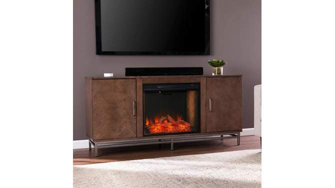 Retim Fireplace with Media Storage Brown/Silver - Aiden Lane, 2 of 15, play video
