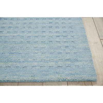 Handmade Sky Blue Wool 5' x 7' Rectangular Area Rug