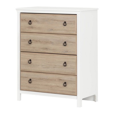 Cotton Candy 4-Drawer Chest Pure White and Rustic Oak  - South Shore