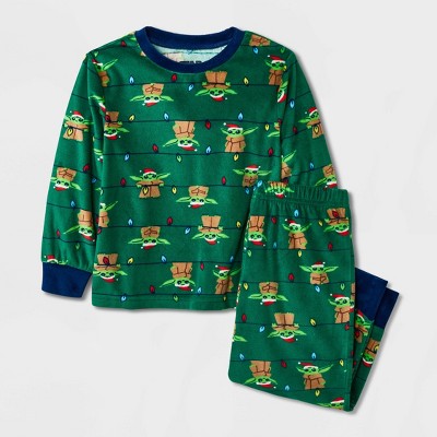 Image of Toddler Boys' Star Wars Baby Yoda Festive Pajama Set - Green 2T