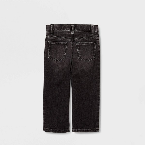 Pantalones de mezclilla de pierna recta con moño bordado para niña pequeña - Cat & Jack™ Negro/Rosa 3