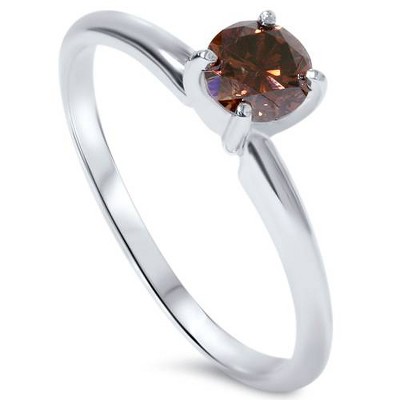 Pompeii3 1/2ct Champagne Diamond Solitaire Engagement Ring 14K White Gold