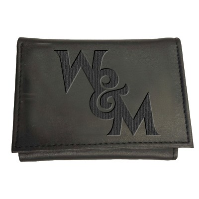 Evergreen NCAA William & Mary Tribe Black Leather Trifold Wallet Officially Licensed with Gift Box