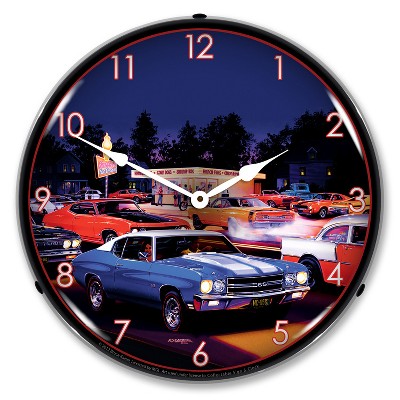 Collectable Sign & Clock | Fast Freds LED Wall Clock Retro/Vintage, Lighted