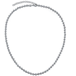 Guili Elegant White Gold Plated Heart Tennis Necklace – Timeless Design for Special Occasions, Weddings, and Everyday Wear with a Touch of Romance - 1 of 2