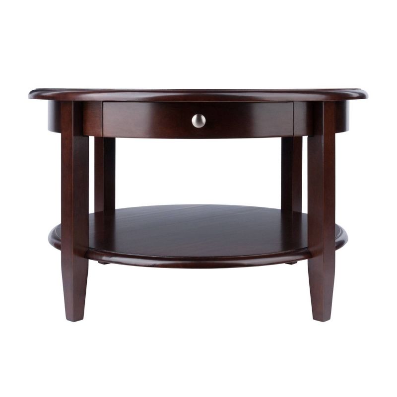 Concord Round Coffee Table with Drawer and Shelf - Antique Walnut - Winsome, 4 of 9