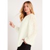 June + Vie by Roaman's Women's Plus Size Sequin Boatneck Top - 14/16, Ivory - 4 of 4