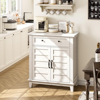 Farmhouse Storage Cabine 3-Tiers Adjustable Shelf with 7 Gears, Rustic Kitchen & Dining Room Organizer