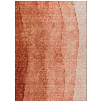 Red Copper And Terra Cotta Ombre Washable Indoor Outdoor Area Rug